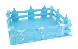 Pequeña Caja Decorativa Azul con Biberones (2 uds.)