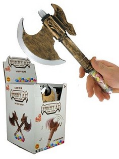 Hacha de Juguete con Sonido y Caramelos (12 uds.)