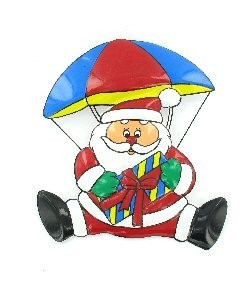 Cartel Decorativo de Navidad - Papá Noel en Paracaídas (6 uds.)