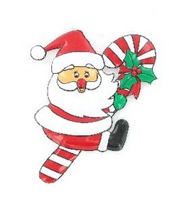 Cartel Decorativo - Papá Noel en Bastón de Caramelo (6 uds.)