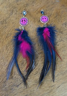 Pendientes de plumas moradas (1 ud.)