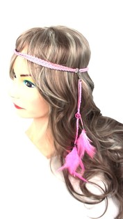 Diadema con plumas rosa (1 ud)