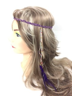 Diadema trenzada con plumas Morada (1 ud.)