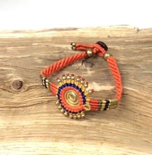 HANDMADE ORIGINALS Pulsera Naranja/Marr&oacute;n (1 ud.)