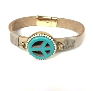 Pulsera Taupe/Crema Peace (Estilo Ibiza)