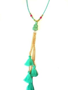 Collar Estilo Ibiza Turquesa con Buda (1 ud)