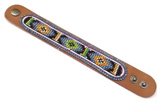 Pulsera de Cuero Azteca Estr&aacute;s Azul (1 ud.)