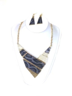 Collar y Pendientes Negros Estilo Ibiza (1 ud.)