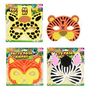 M&aacute;scaras de Goma Eva de Animales Surtidas en Tarjeta (18 uds.)