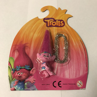 Figura de Trolls con cadena en cart&oacute;n expositor (12 uds.)