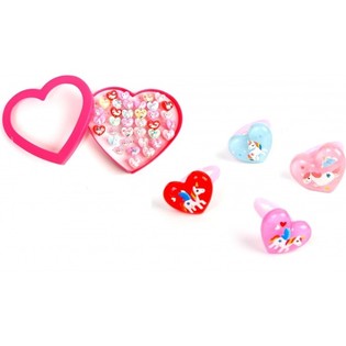 Anillos de Unicornio para Niños en Caja de Corazón (36 uds.)