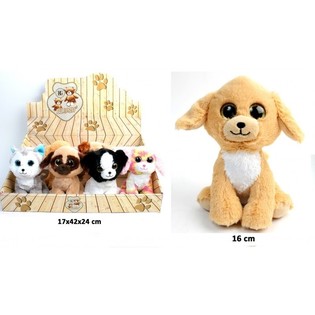 Perros de Peluche de Lujo, 16 cm, Mix Modelos en Expositor (12 uds)
