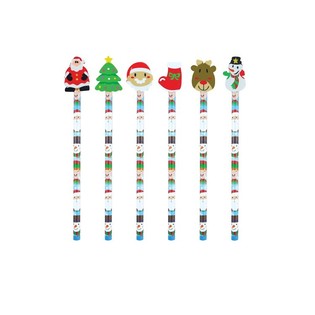 LÁPIZ DE NAVIDAD CON GOMA DE BORRAR FIGURA (24 uds.)