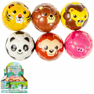 Pelotas de Espuma Caras de Animales &Oslash; 6,3 cm en Expositor (24 ud.)