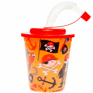 VASO PARA BEBER / COPA DE HELADO CON PAJITA &ndash; PIRATA (12 uds.)