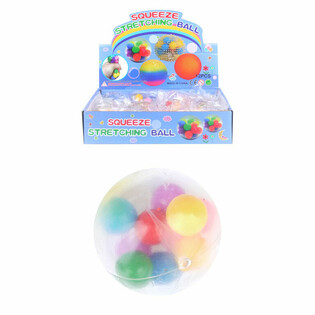 Pelota Antiestr&eacute;s Squeeze &Oslash; 6cm con Pompones (Expositor de 12)