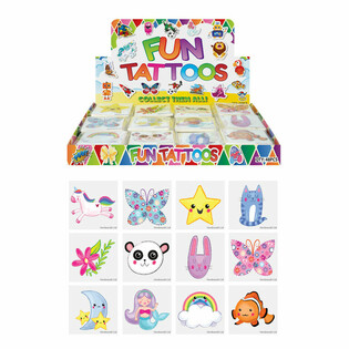 Tatuajes Temporales para Ni&ntilde;as | Expositor de 48 Packs (12 Tatuajes por Pack)