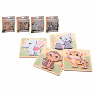 JOUECO - THE WILDIES FAMILY MIX PUZZLES DE MADERA - Desde 12 Meses (12 uds.)