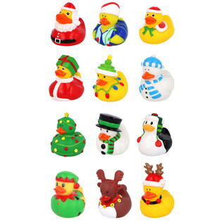 Mix Patitos de Goma de Navidad 6cm (12 unidades) - Regalos Festivos
