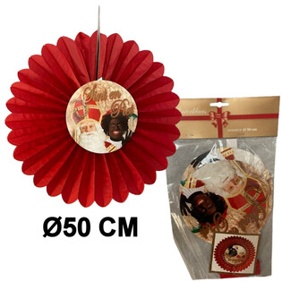 ABANICO DECORATIVO DE SINTERKLAAS &Oslash;50 CM - PLEGABLE (6 uds.)