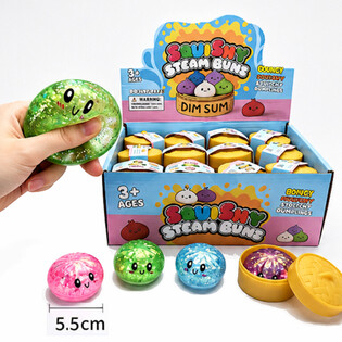 RAGE - Squishy GLITTER Bun Dumplings PEQUE&Ntilde;O (Dim. 5.5 x 5.5 x 3 cm) - Juguete Fidget Viral 2026 (24 uds.)