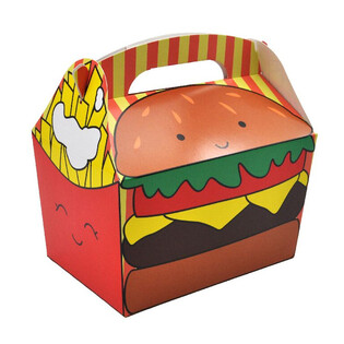 CAJA DE MEN&Uacute; MODELO: HAMBURGUESA Y PATATAS - Dim 18.5x12x19 CM - FOODBOX - KIDSBOX (24 uds.)